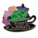 Enamel Pin Witches Brew in a black cup of tea