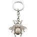 chrome tone keyring with a bee on a chain