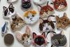  Fabric Embroidered Cats (and a fish)