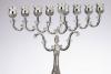 Judaica: Menorah, Silverplated Curlicue Oil 4x6