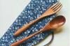 Cutlery: Set Wooden Fork Spoon with Bag