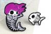  Enamel Skeleton Mermaid and Fish