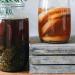 Two 1 litre jars of herbal tea steeping