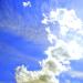 A blue sky with bright sirus cumulus clouds