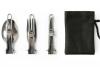 Cutlery: Stainless Steel Folding Set in Velcro Bag Fork Knife Spoon