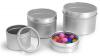 Container: Rounded Metal Tins with Clear Tops