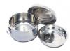 Container: Lunch, Stainless Steel, Double Wall, 2 Layer Container: Lunch, Stainless Steel, Double Wall, 2 Layer