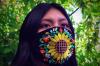 MASK: Cloth Washable Embroidered, sunflower