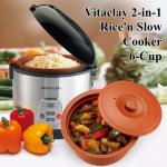 VitaClay 2-in-1 Rice 'N' Slow Cooker 6-Cup with food