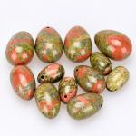 Yoni Egg set of 3: Stone Unakite, Drilled, assortment