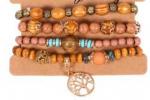  Tree of Life Wood Bead Set of 4 TAN