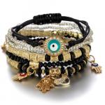 BRACELET_HAMSA_BRAIDED_LAYERED_ANARRES BLACK