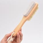 Brush: Wood & Natural Bristles 2 -in-1 Scrubber hand