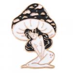 Mushroom Faery Enamel Pin Black