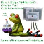 Frog with a birthday cupcake and packs of 20 candles.