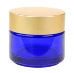 Jar: Glass Chunky Cobalt Blue Gold Cap