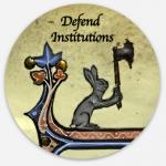 Sticker: Medieval marginalia Defend Institutions