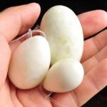 Egg: Jade Natural Stone Pelvic Floor Vaginal Massager, White HAND 3