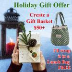 A lantern a wrapped gift and a green bag