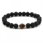 Bracelet: Lava Diffuser Beads BLACK BROWN