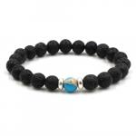 Bracelet: Lava Diffuser Beads, BLUE GOLD