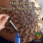 POST of serum over henna tattooed pregnant belly