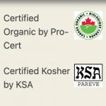 Certified Organic by Pro-Cert Organic Seal Certified Kosher by KSA