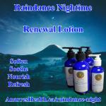 Raindance Nightime Renewal Lotion in front of a mountain in moonlight