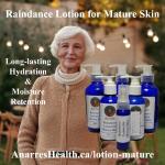 A white haired woman with party lanterns in the background