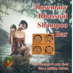 A woman washes her hair in a river with a Rosemary Rhassoul Shampoo Bar