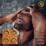 A man washes his hair with a Rosemary Rhassoul Shampoo Bar