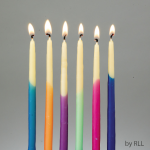 Judaica: Candle Beeswax Hanukkah, Box of 45 Hand-dipped Candles lit