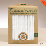 Judaica: Candle Vegetable Wax Hanukkah, Box of 45 Organic Candles white