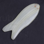  Gua Sha Skin Tool, Wavy & Long, Green Jade fish