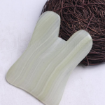  Gua Sha Skin Tool, Wavy & Long, Green Jade square