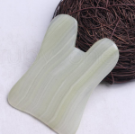 Massage: Gua Sha Skin Tool, Wavy & Long, Green Jade square