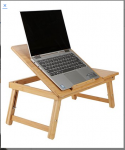 Desk: Bamboo Adjustable Cooling Laptop Desk with Drawer side