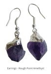 Earrings: Crystal Points, Rough amethyst