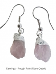 Earrings: Crystal Points, Rough rose quartz