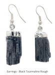 Earrings: Crystal Points, Rough black tourmaline
