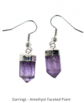 Earrings: Points, Faceted amethyst