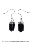 Earrings: Points, Faceted black obsidian