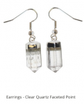 Earrings: Points, Faceted clear quartz