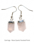 Earrings: Points, Faceted rose quartz