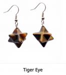 Earrings: Crystal Metatron Merkaba Star tiger eye