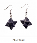 Earrings: Crystal Metatron Merkaba Star blue sand