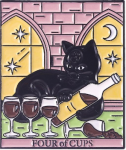 Pin: Enamel Cats Tarot The Four of Cups