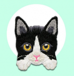 Patch: Embroidered Cats black white