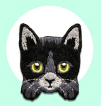  Embroidered Cats black grey