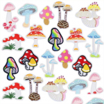  Fabric Embroidered Mushrooms all